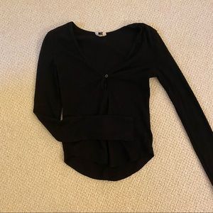 Free people black long sleeve with front button